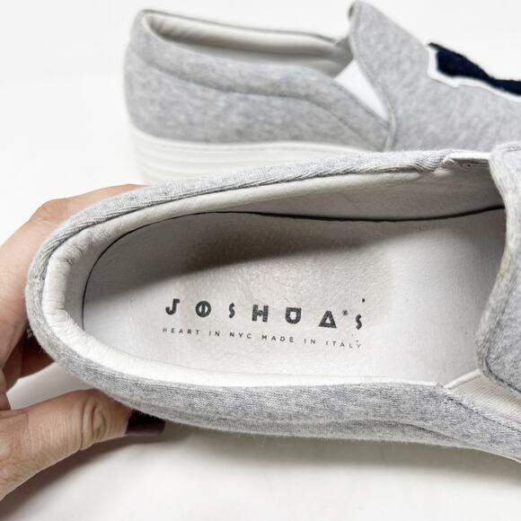 [Joshua Sanders] Gray Navy NY Felt Embroidered Slip On Platform Sneakers Size 10 - Picture 11 of 12